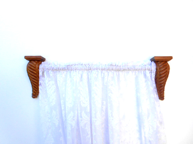 Pair of Medium Hand Carved Curtain Corbels Rosewood Polished